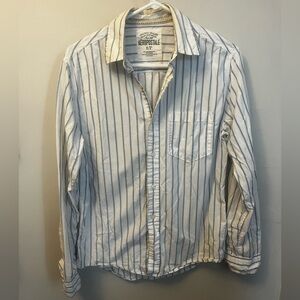 Aeropostale White Button-Down Shirt with Blue Pinstripes